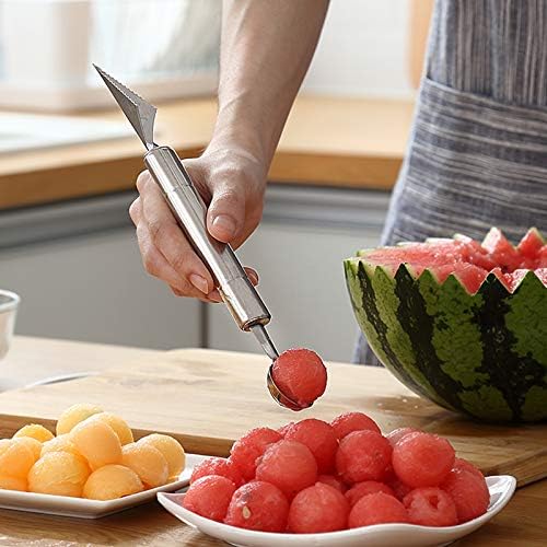 VOKUA Ice Cream Scoop with trigger, Cookie Scoop & Melon Baller Scoop, 3 Pieces Stainless Stell Set Dough Scoop Cupcake Scoop, for Cutting and Scooping Fruit Melons， Ice Cream & Cookie