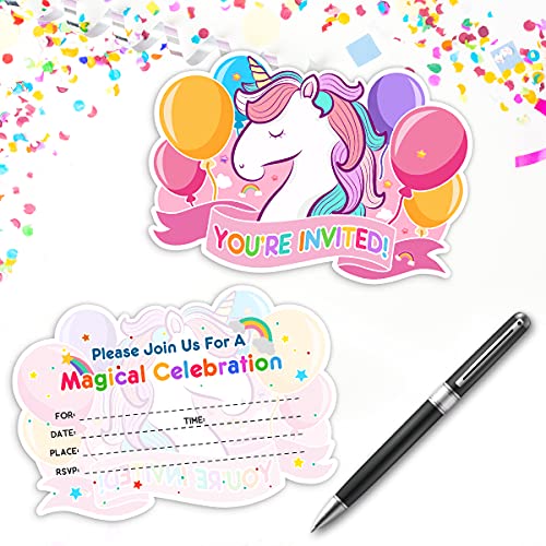 30 Unicorn Birthday Party Invitations With Envelopes, Unicorn Birthday Invitation ,Balloon Birthday Invitation Cards #TOP4