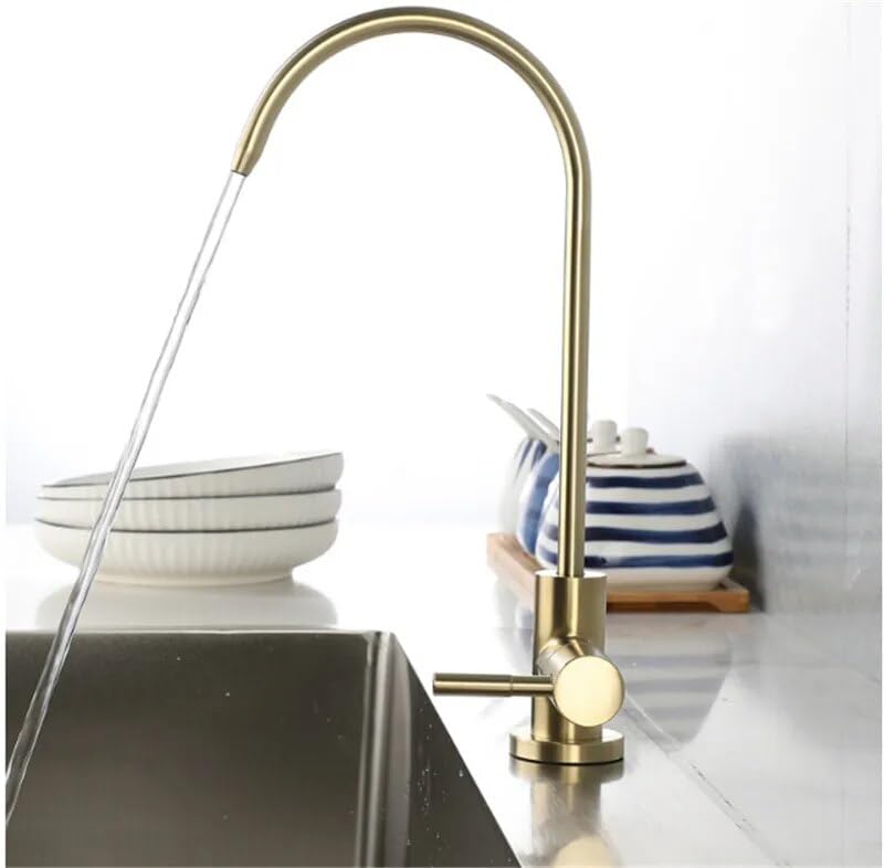 Image of B Backline RO Water purifiers Tap /Faucet 304 Stainless Steel Kitchen Sink Faucet Tap 360� Rotatable RO Drinking Filter Cold Water Tap (Brushed Gold)