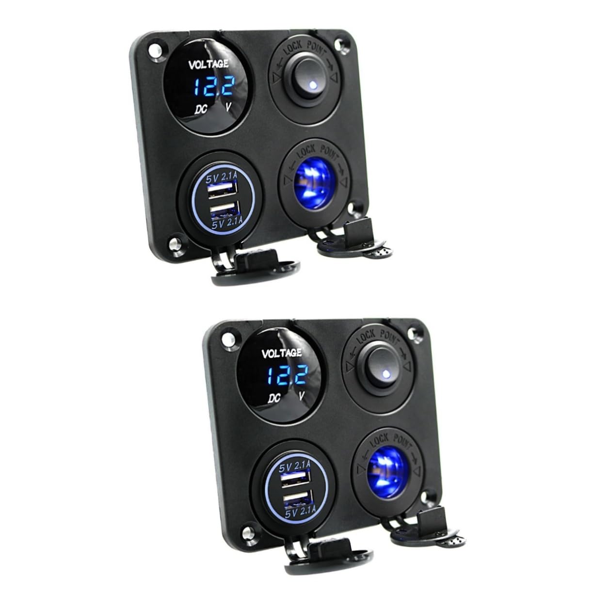 UPKOCH 2 Stücke 4 1 Ladegerät Steckdose Panel 2 1 Eine USB Ladegerät 12-24v Spannung Meter Für Auto Boot Marine Rv LKW Camper