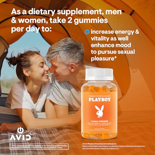 image for AVID Playboy – Ginseng Gummies (60 Count - Peach Flavored) - Perform