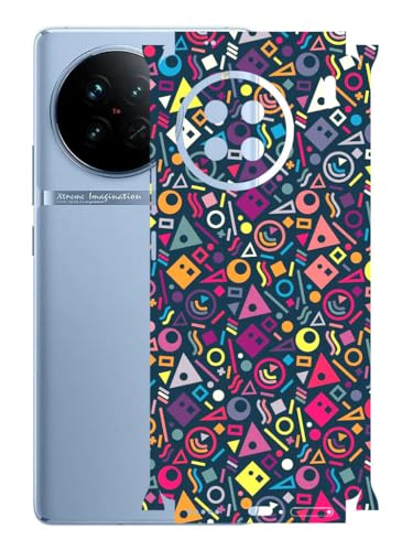 Image of AtOdds - VIVO X90 Mobile Back Skin Sticker - Lamination - Rear Screen Guard Protector Film Wrap (Coverage - Back+Camera+Sides) (Design - Shapes Graffiti)