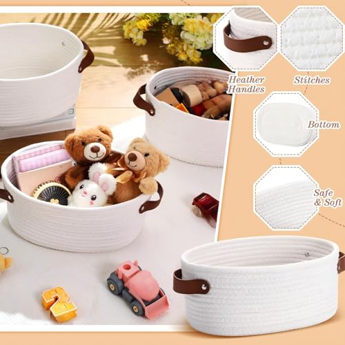 Image of Colingmill 3 Pack Easter Small Woven Basket for Gifts with Handles Clear Bags and Ribbons Empty Storage Basket Decorative Chest Box for Easter Wedding Present(White,12 inchx 8 inchx 5 inch)