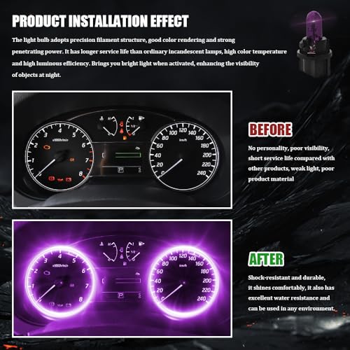 10PCS Lámparas LED T5 para Tablero de Auto, 12V, Violeta miniatura 5