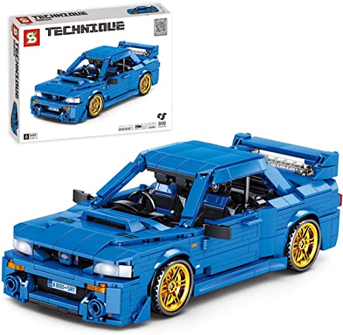 Gooratu Technik Auto mit Rückziehmotor, Rennwagen Bausteine Kompatibel mit Lego Technik - 896 Teile (Blau)