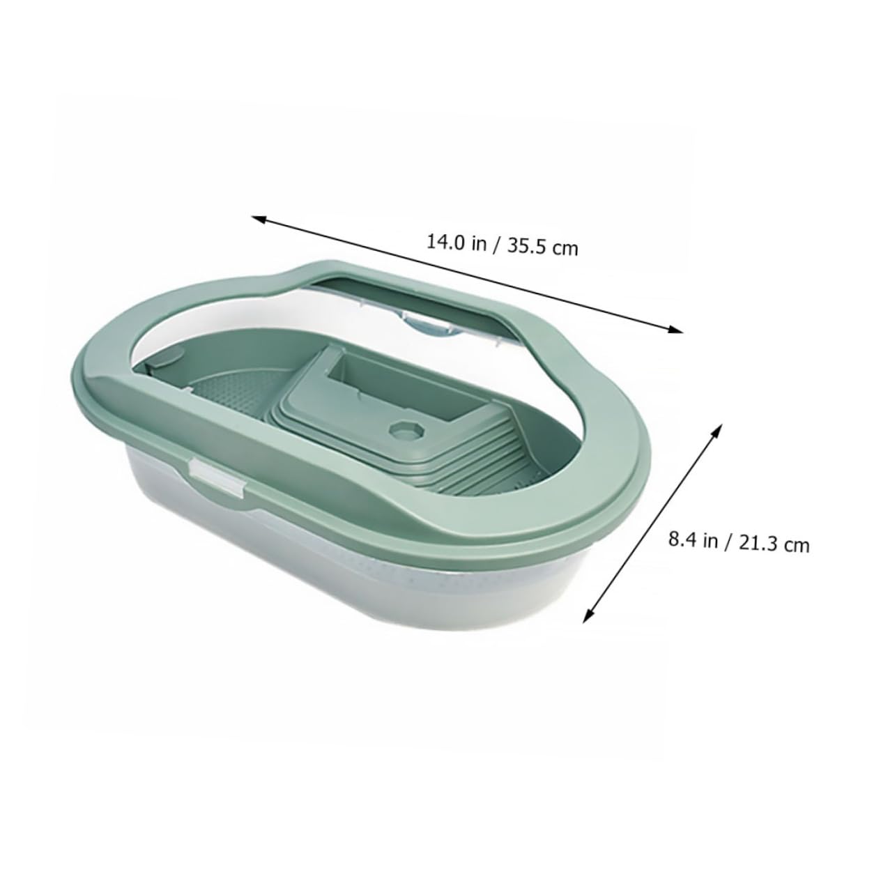 Terrario per Tartarughe in Plastico Verde, Habitat con Piattaforma per Basking, Area di Alimentazione e Nuoto, Fondo Antiscivolo | 5 Zone Interne, Area Anti-scivolo e Zona Alimentazione, Plastico Verde per Rettili