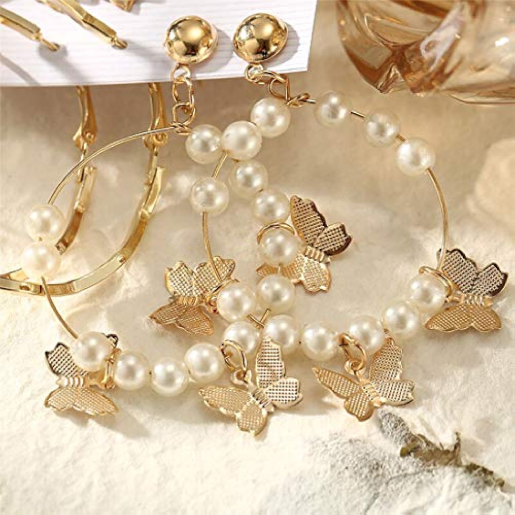 Gold-Toned Plated Earrings Combo Set