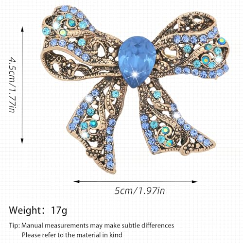 Image of Rhinestone Bow Brooch Vintage Crystal Large Bowknot Brooches for Women Brooch Pin Wedding Fashion Jewelry Accessories,Women Gift