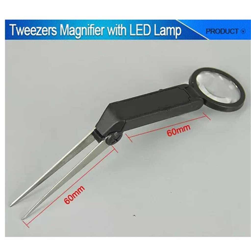 Lente d'Ingrandimento per Sopracciglia con pinzette per Sopracciglia Pieghevoli Illuminate Lente d'Ingrandimento Portatile 10x con Luce