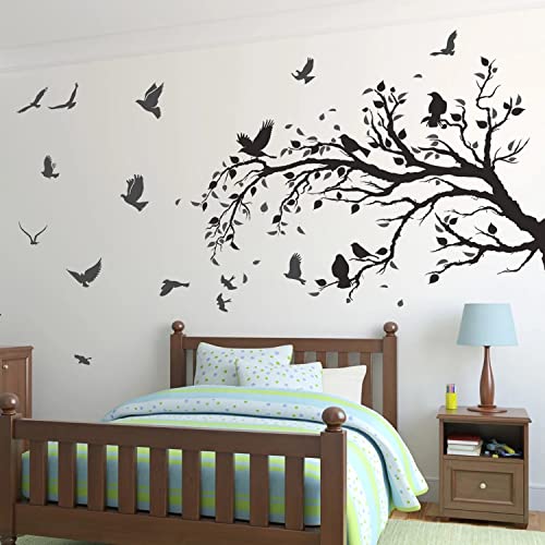 Vinilos decorativos ramas árbol y pájaros negros 12x18 in miniatura 7