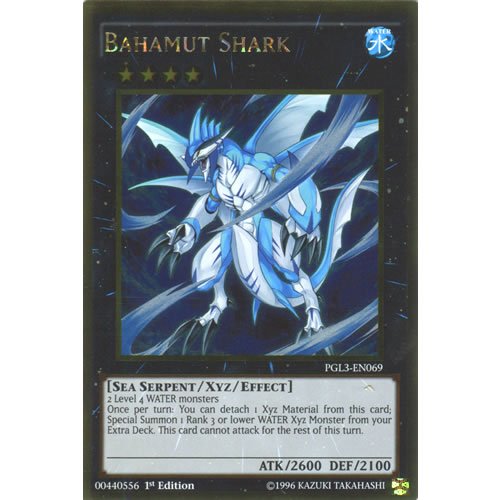 YuGiOh : PGL3-EN069 1st Ed Bahamut Shark Gold Rare Card