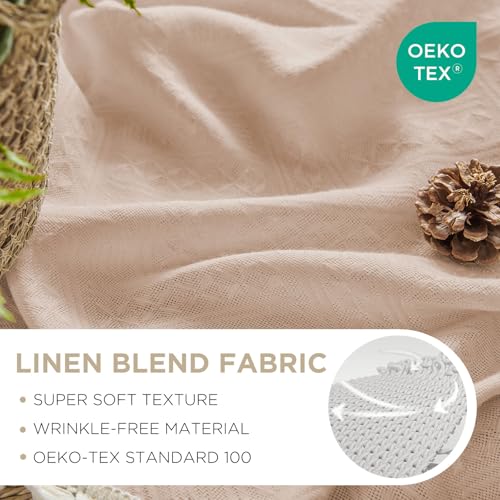 Image of Joydeco Linen Pink Boho Curtains 63 Inch, 2 Panels with Tassels | Super Soft Farmhouse Drapes, Semi Sheer Light Filtering, Natural Look for Bedroom Living Room, Modern Boho Decor