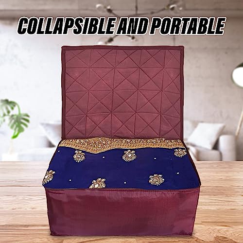 Image of Kuber Industries Parachute Saree Cover /Bag for Storage with Zip Closure | Wardrobe Organizer for Storage | Saree Organiser for Wardrobe | Maroon
