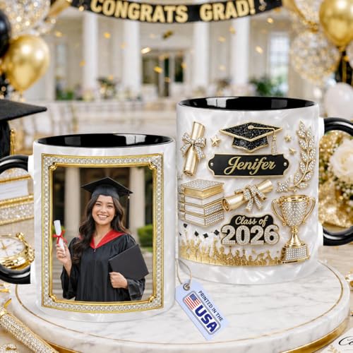Taza personalizada de graduación con foto para nuevos graduados miniatura 1