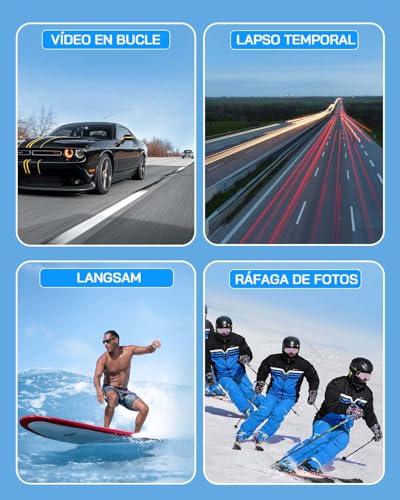 WOLFANG Cámara Deportiva 4K 30FPS GA100 con 32GB MicroSD 20MP Cámara Subacuática Impermeable 40M, Videocámara WiFi con Micrófono Dual, 170° Gran Angular, EIS, Varios Cámara Deportiva Accesorios - imagen 7