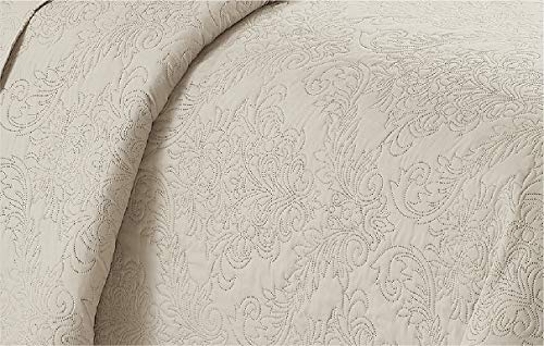 Parure de lit double beige avec couvre-lit léger relief chic - 3