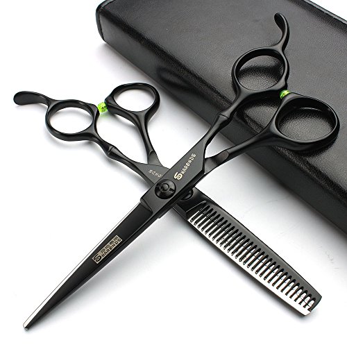 6 Zoll schwarze Friseurschere Salon Friseur Werkzeug 440c hoher Härte Edelstahl Haarschnitt Haarausdünnung Friseurschere Cover