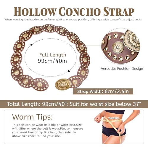 PU Leather Disc Belt, Vintage Waist Belt,Western Style Womens Belts, Brown Belt Women, Fashion Belts for Women4