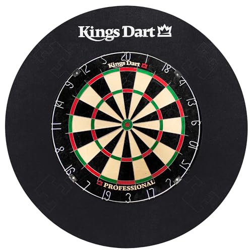 Kings Dart Dart-Set Profi | Hochwertige Sisal Steel-Dartscheibe + Dart-Surround | dünne Spider-Feldbegrenzung | Tunierdartscheibe nach WDF Standard| Markenqualität Kings Dart Dart-Set Profi | Hochwertige Sisal Steel-Dartscheibe + Dart-Surround | dünne Spider-Feldbegrenzung | Tunierdartscheibe nach WDF Standard| Markenqualität