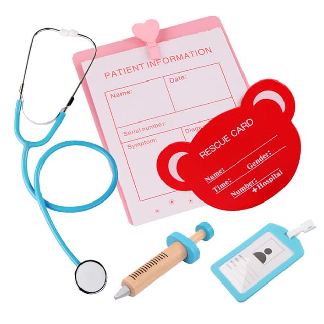 Image of Wooden Doctor Set with Stethoscope Pretend Play Set (Only Doctor Set, no Dental Parts)