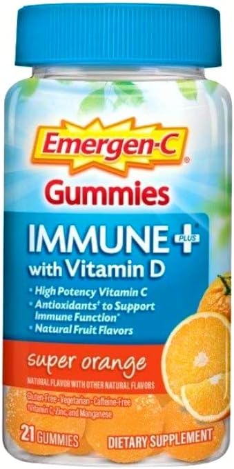Emergen C Immune Plus Super Orange 21 Count Gummies