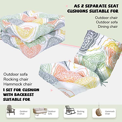 Raclvay Outdoor Cushions 19" X 19" Patio Chair Seat Pads, Indoor Full-Length Ties For Non-Slip Support, Plump Filling, Full Of Elasticity, Premium Comfortable Thick Fiber, Set Of 2, Pink #TOP4