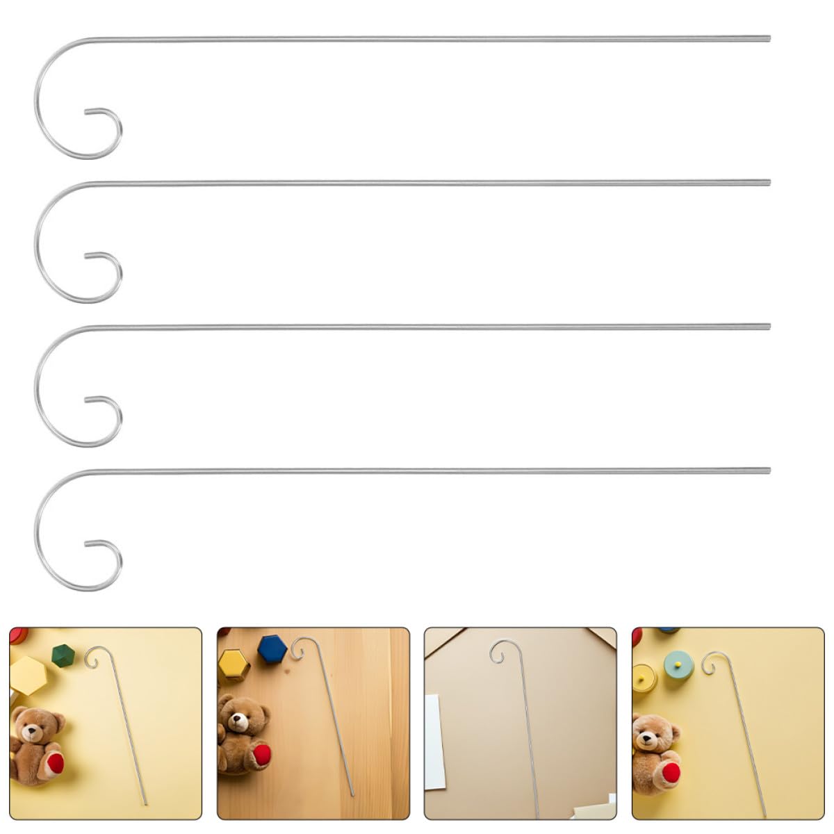 Piquets à Crochet pour Jardin, 30 Pièces en Fer Argenté