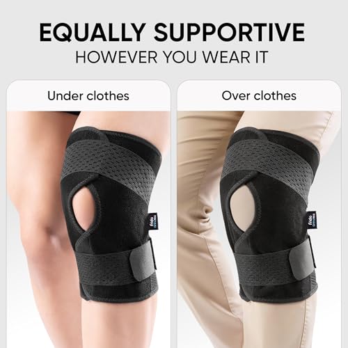 Image of Frido Orthotics Knee Support Wrap | Adjustable Knee Brace with Open Patella & Compression | Pain Relief for Arthritis, Meniscus Tear, Injury | Gym, Sports, Running, Walking, Size-XXXL, 1 Unit