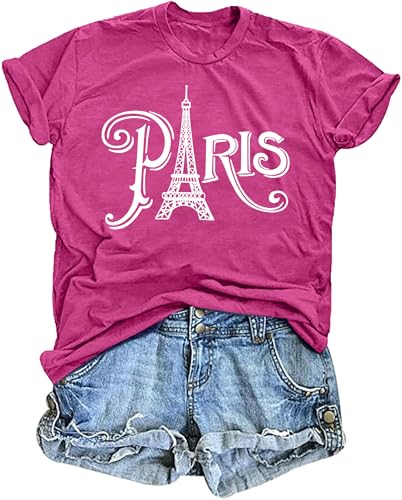 Image of Paris France Shirt Women Eiffel Tower T Shirt Travel in France Tshirts Vacation Tees Paris Tops