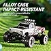 EXVQMU Mini RC Car, 1/64 Scale Mini Remote Control Monster Truck with Trailer, 2.4Ghz & APP Remote Control, Rechargeable Alloy Shell Mini RC Cars with Lights, Speed/Steering Adjustable (Pink)