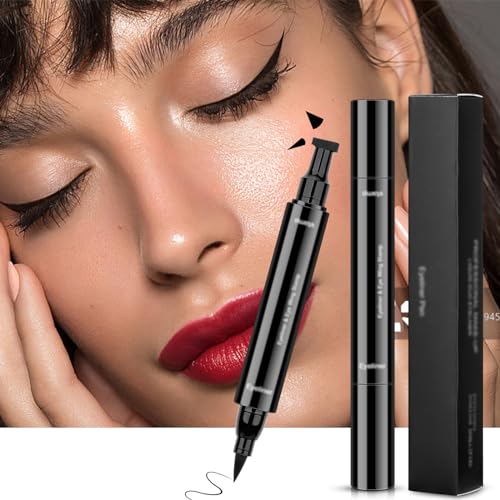 Winged Eyeliner Stamp Liquid Eyeliner Tool - 2 PCS Waterproof Black Eye Liner Pens Liquid, Long Lasting and Smudgeproof Makeup Pen 2 in 1 Winged Eyeliner Stencil - Image 6