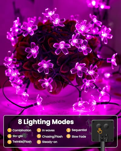 Brightown 60 LED Flower Solar String Lights Outdoor Waterproof Fairy Lights for Garden Yard Fence Patio Party Christmas Tree Wedding - Image 3