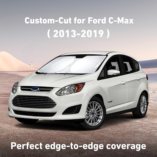 Image of EcoNour Windshield Sunshade Compatible for Ford C-Max 2013-2017 2018 2019, Sun Visor for Front Windshield & Window Sun Shade Cover, UV Heat Blocker & Protector, Car Accessories