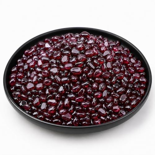 Image of Polished Garnet Crystal Chips 200 Pcs - 0.3 inch 10 oz Tumbled Stone Chips Crushed Sea Glass Stones Healing Reiki Crystal Jewelry Making Home Decoration
