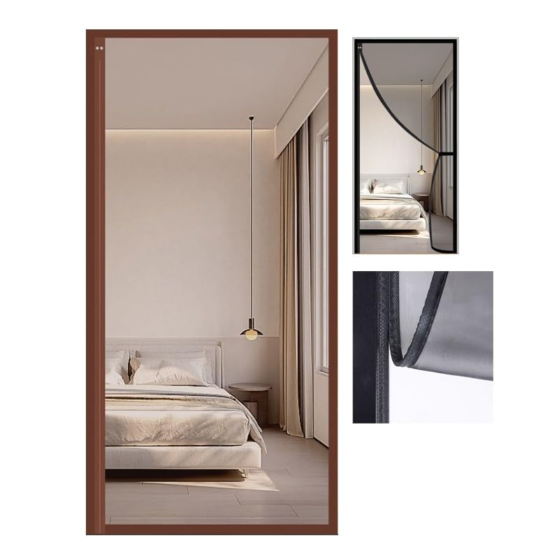 Moustiquaire magnétique porte-fenêtre simple rideau aimanté polyamide marron