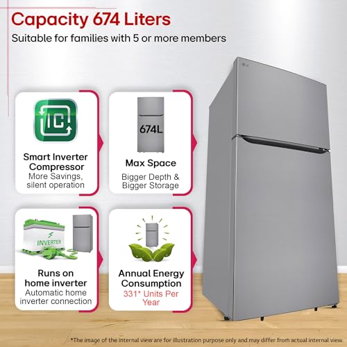 Image of LG 674 L, 1 Star, Smart Inverter, Frost-Free Double Door Refrigerator (GLT6816ODPZ, Shiny Steel, Multi Air Flow Cooling, & Express Freeze, 2026 Model)