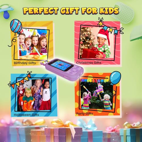 Image of Kids Smartphone Toy with MP3 Music Player Dual Camera for Selfies in-Built Games 2.4 inch Screen 8MP Camera Toys for Boys & Girls (Z7 Purple)