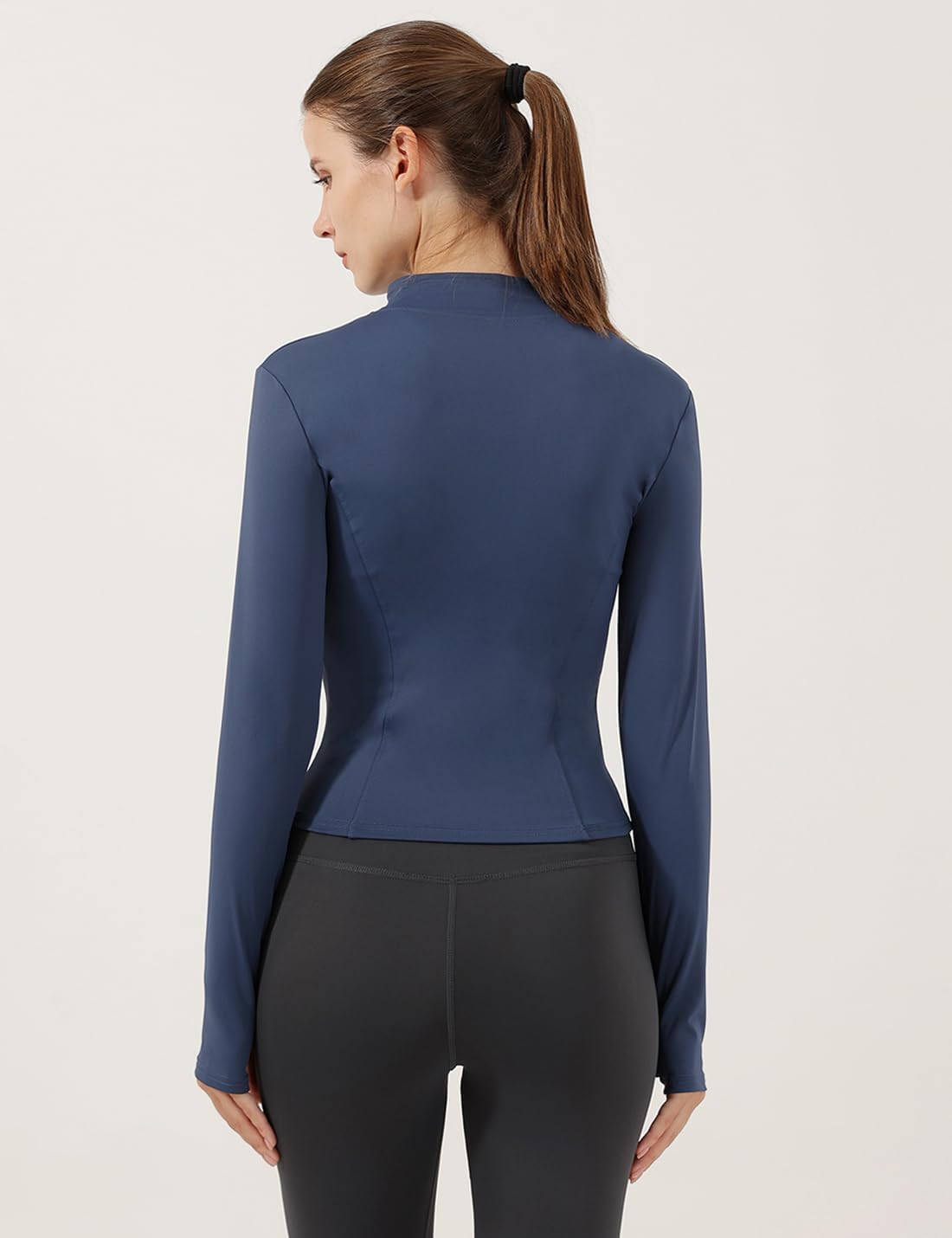 Locachy Women's Lightweight Stretchy Workout Full Zip Running Track Jacket with Thumb Holes - Image 2