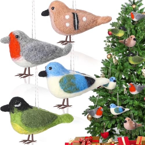 Hungdao 4 Pcs Felt Bird Ornaments for Christmas...