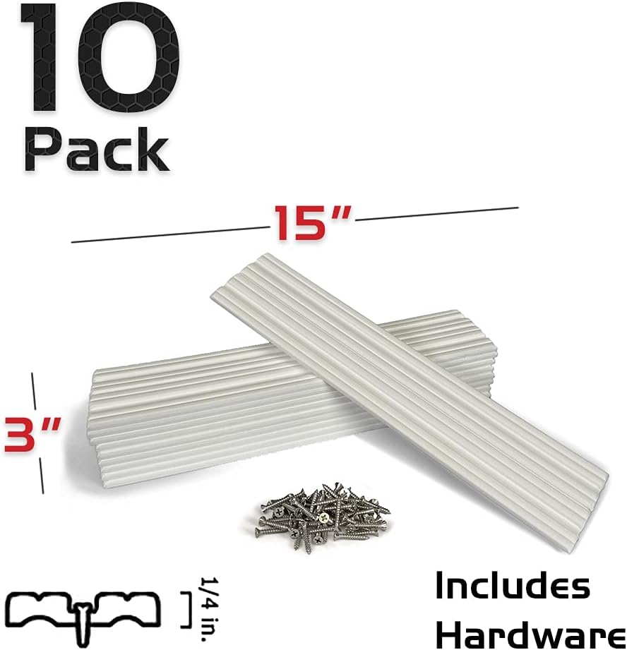 Caliber Marine Trailer Bunk Slides 23011, 3 x 15 inch, 10-Pack, White