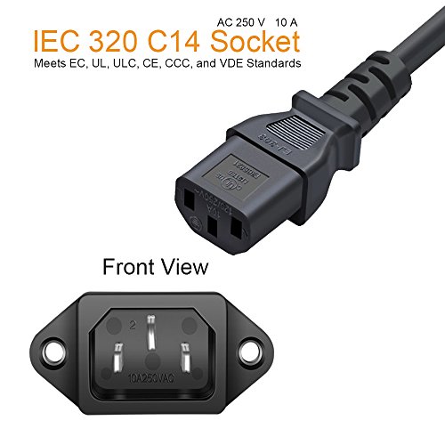 C14 Panel Mount Plug Adapter, 10 Pack AC Power Socket 250V 10A IEC 320 Terminal Connector Socket Black Screw Mount 3 Pins Inlet Power Plug Socket - Image 3