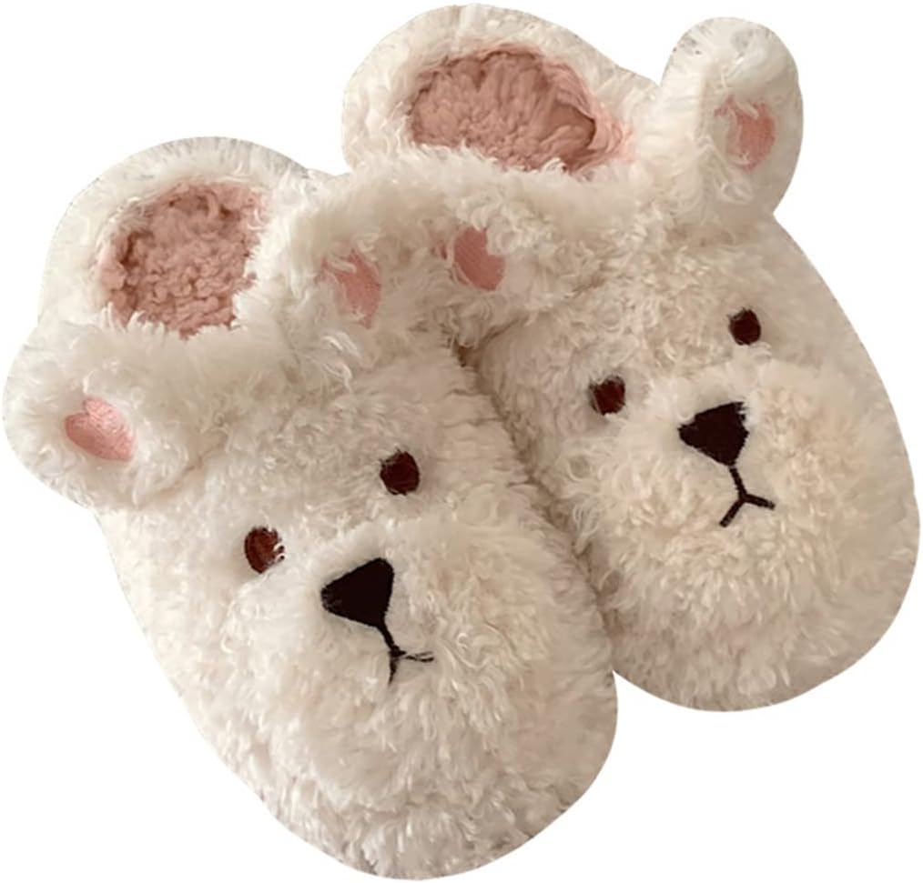 Slippers for Women Fuzzy Cute Slippers Indoor and Outdoor Slippers Teddy Dog Non-Slip Sole Cool Funny House Shoes Washable Slippers for Girls Teens Spring Autumn Winter