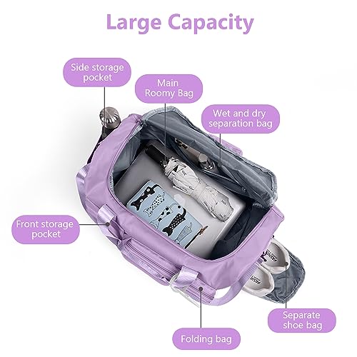 Foldable Travel Duffel With Wet and Dry Separation, Lightweight Large Capacity Holdall for Gym Sports, Hospital - Image 3