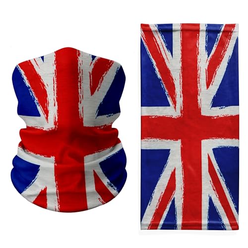 Image of Union Jack Flag Neck Gaiter – Distressed UK Flag Face Cover, Lightweight Balaclava, Multi-Wear Bandana & Headwrap for Festivals, Travel, Outdoor Sports & British Pride
