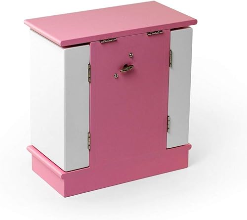 Miniatura 2 de Joyero musical de madera pintada en color rosa y blanco para niña - Elise by Mele & Co.- Muchas canciones a elegir