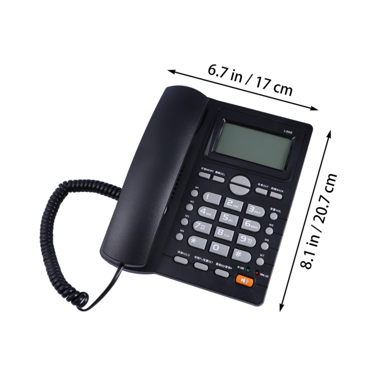 Telefono Fisso Business da Ufficio Doppio Jack e Display Chiamate Nero | Plastica, Suonerie Selezionabili e Musica Integrata, Funzione Non Disturbare, per Casa e Negozio