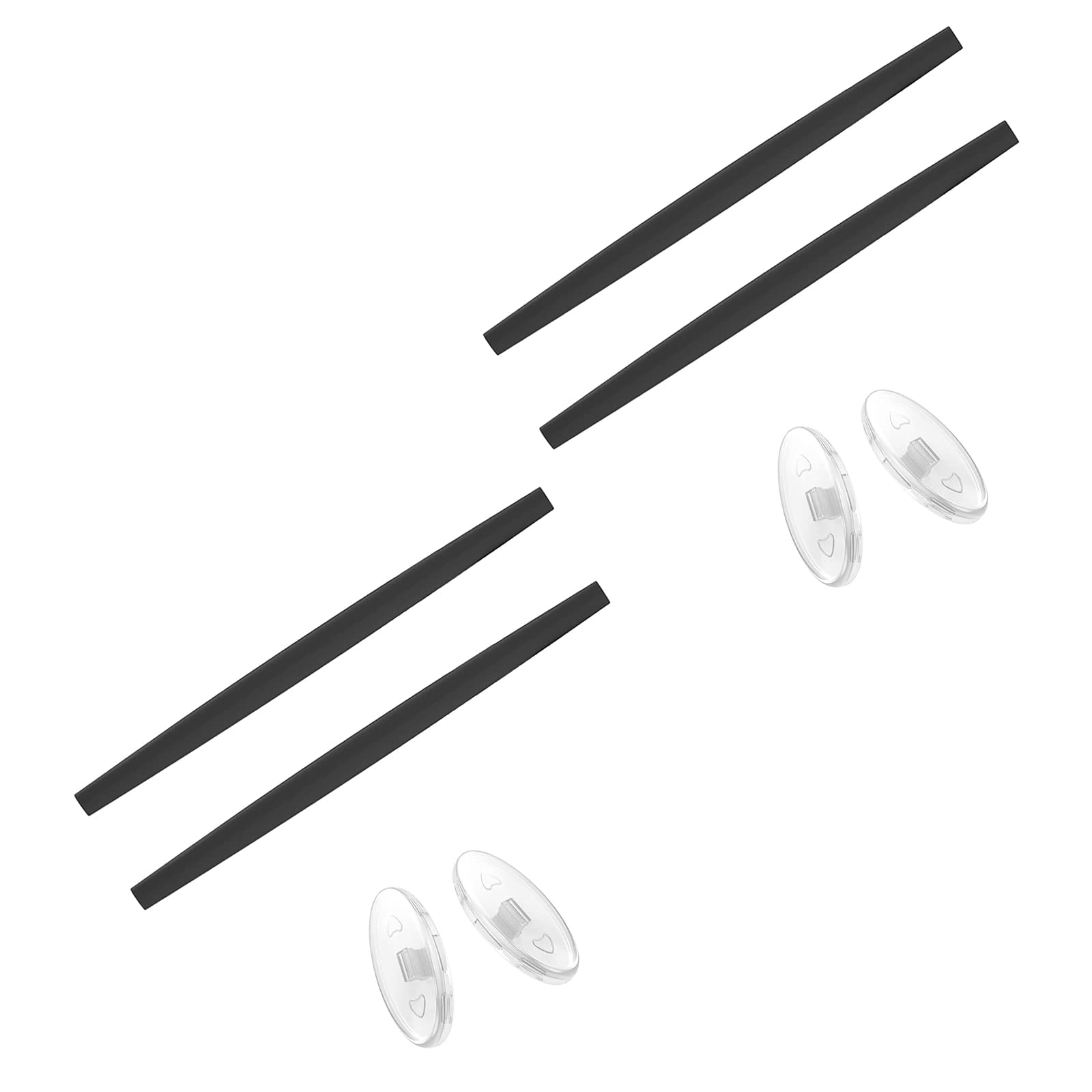 Saucer Men's Black Replacet Nose Pieces Pads & Earsocks Temple Sleeve Rubber Kit For Oakley Whisker Sunglass - +