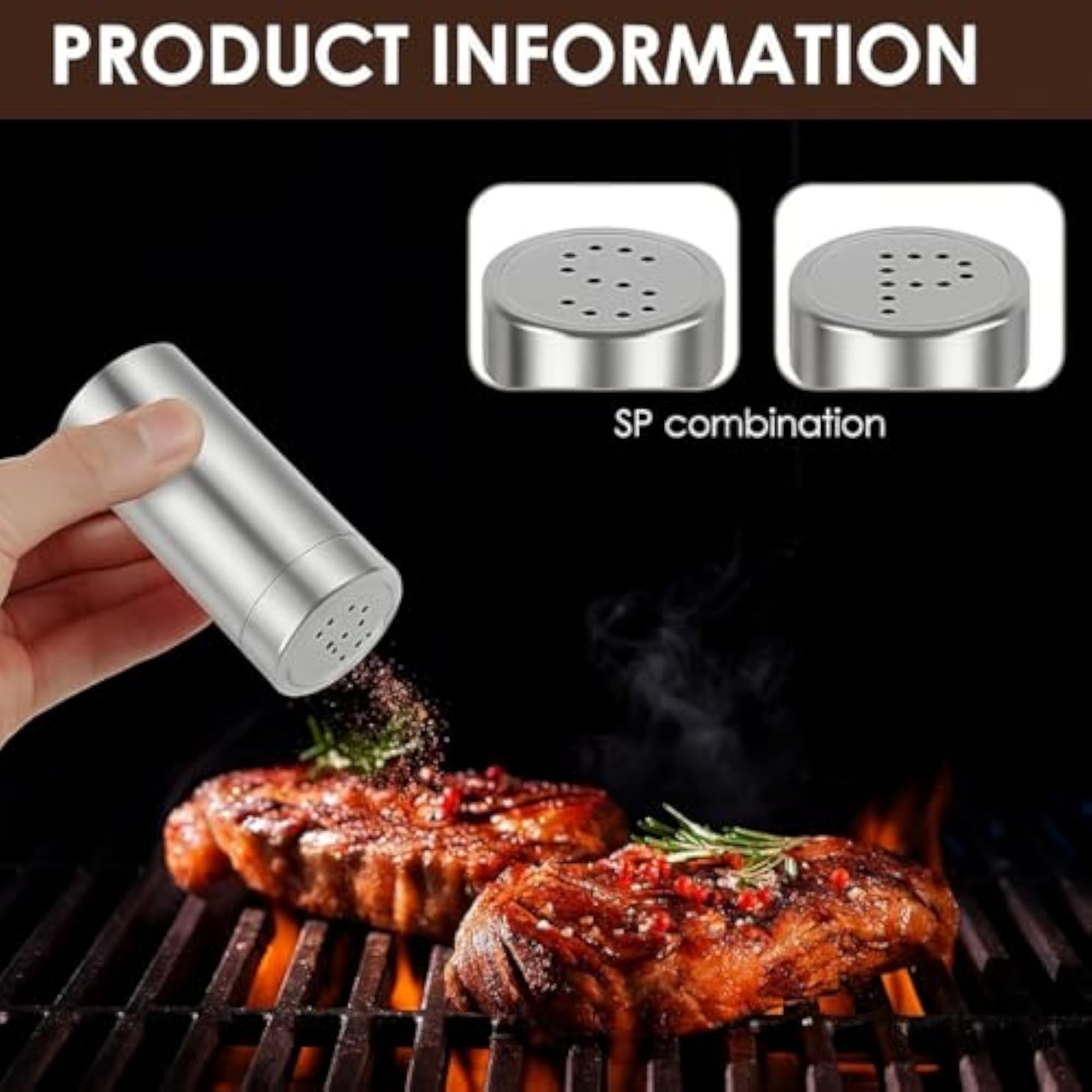Sleek Design Stainless Steel Salt & Pepper Dispenser Set, 2 Pcs