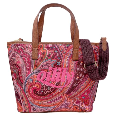 Bolso bandolera Oilily Hiro original, bolso de mano estampado chocolate