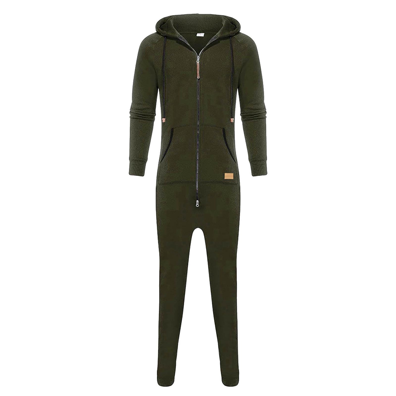 Combinaison Pyjama Homme Polaire Grenouillere Homme Combi Pyjama Onesie Tout en Un Chaud en Polaire Onesie Comfortable Homme Polaire Rompe Jumpsuit Zippé Sleepwear Ample Pyjamas